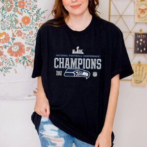 Seattle Seahawks 2025 NFC Championship Trophy Collection Tall T Shirt  73